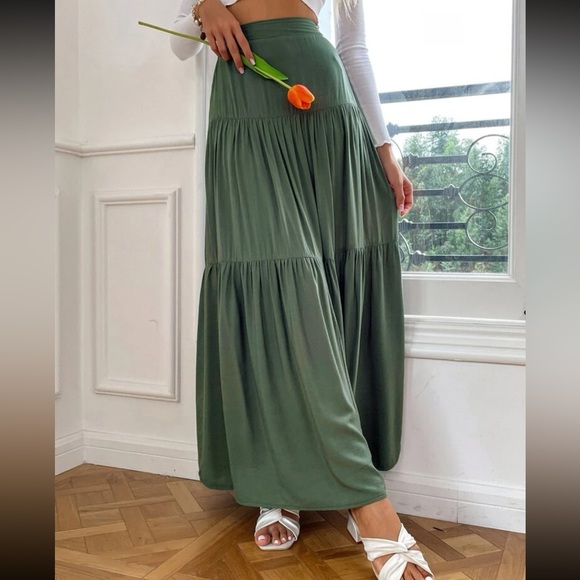 Boho high waisted ruffle hem maxi skirt - Picture 7 of 11